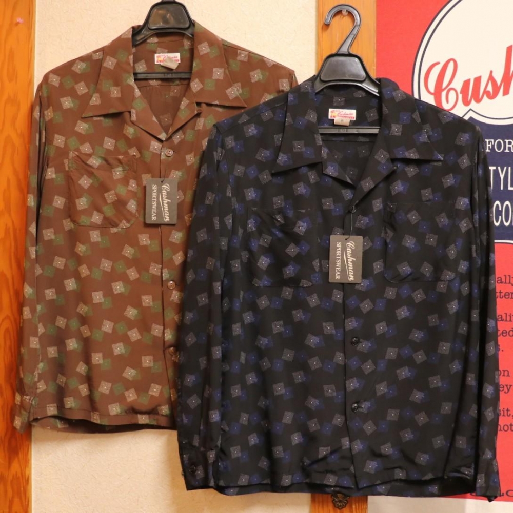 レーヨンプリントオープンカラーシャツL/S